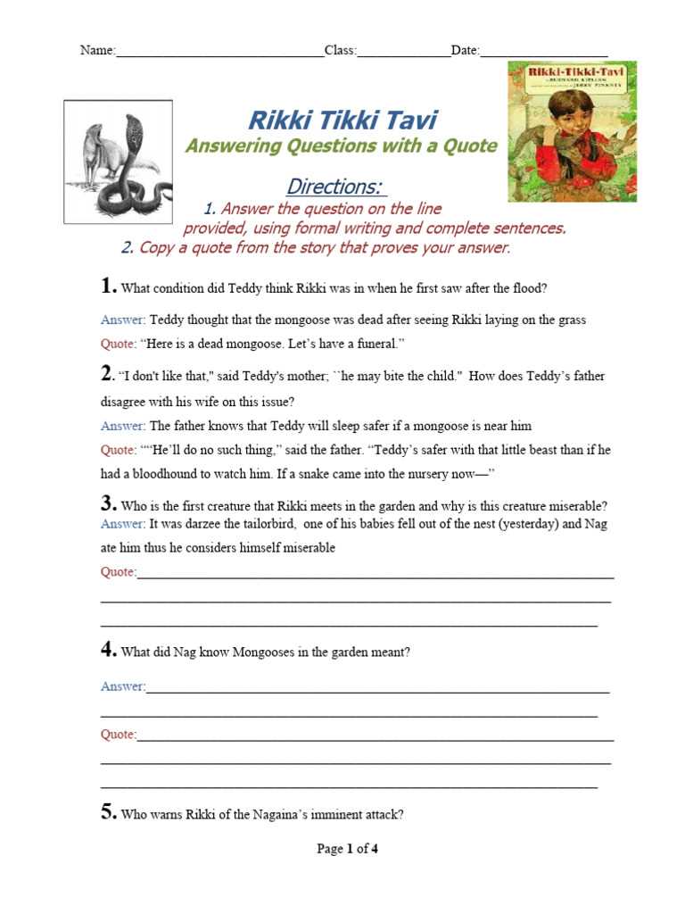 rikki tikki tavi reading guide answer key