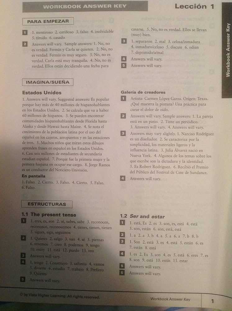 vista higher learning spanish 1 answer key vista higher learning spanish 1 answer key