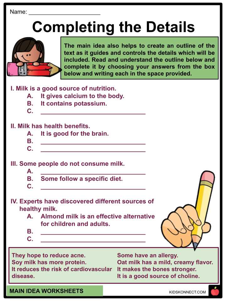 determining central idea and details answer key