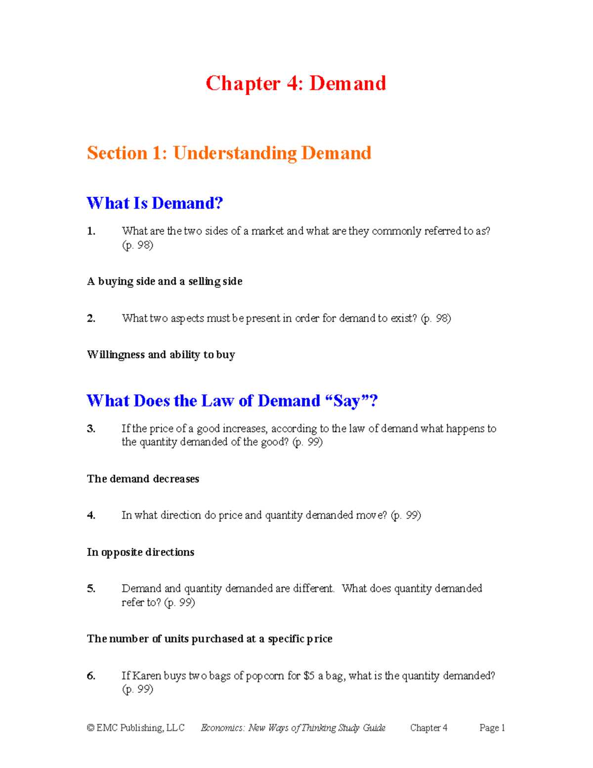 chapter 4 demand and elasticity worksheet answer key