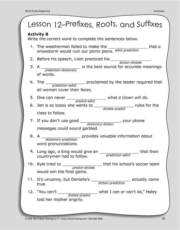 lesson 18 vocab roots prefixes and suffixes answer key