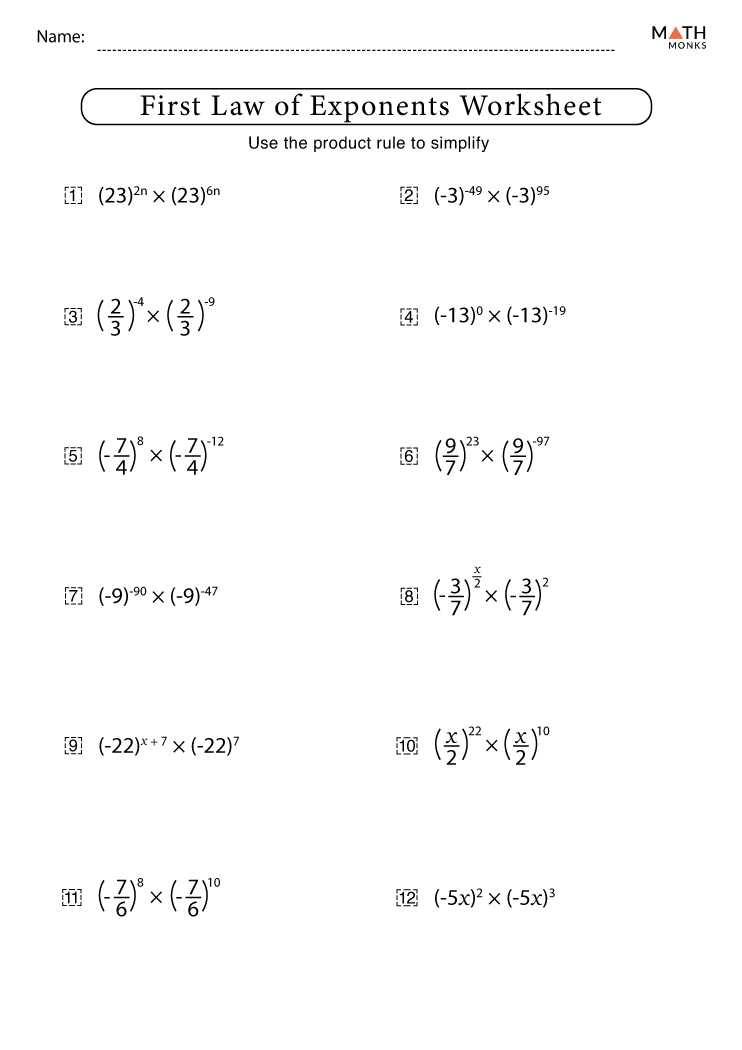 exponents worksheets answer key