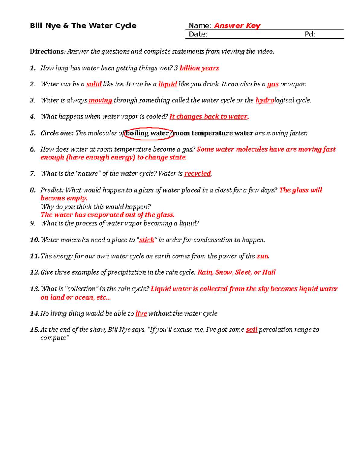 education.com the water cycle answer key education.com the water cycle answer key