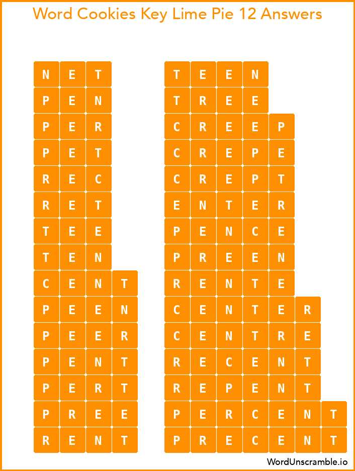 word cookies answer key