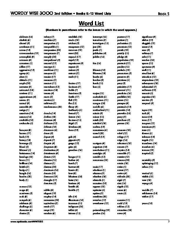 wordly wise book 5 lesson 4 answer key