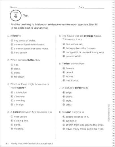 wordly wise book 8 lesson 1 answer key