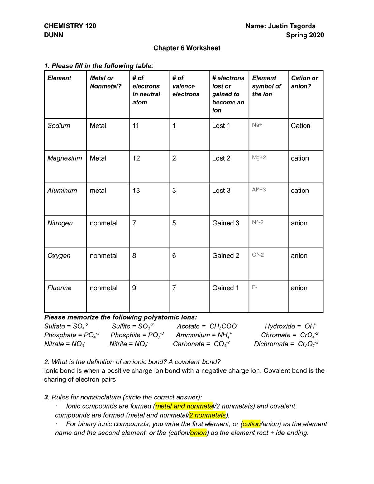 worksheet 3 drawing ionic bonds answer key