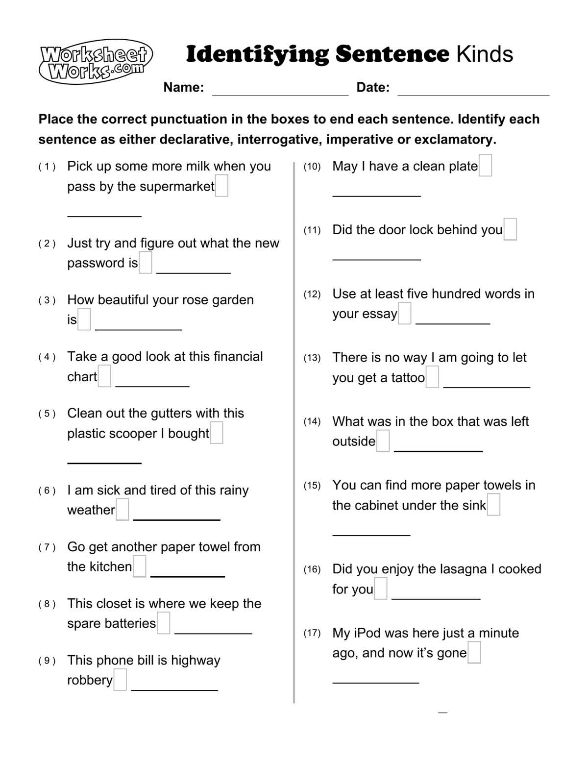 worksheet interrogatives answer key