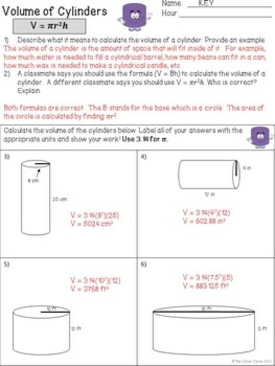 worksheet works calculating volume answer key