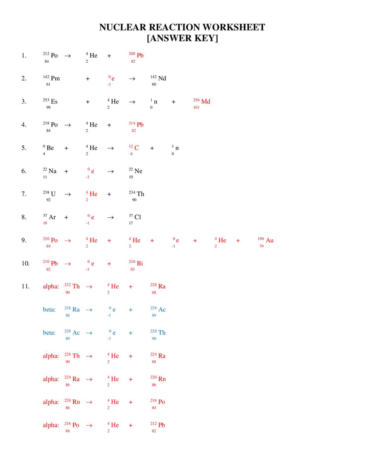 writing nuclear equations chem worksheet 4 4 answer key