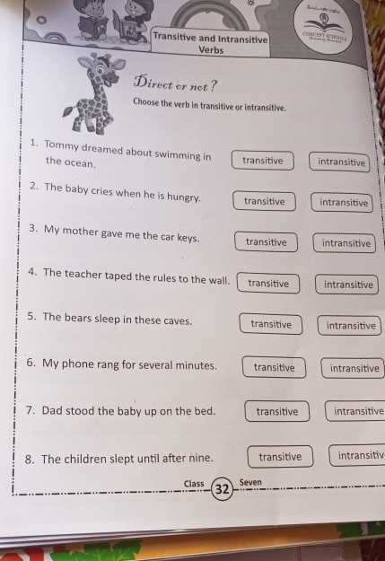 lesson 13 verbs transitive and intransitive answer key