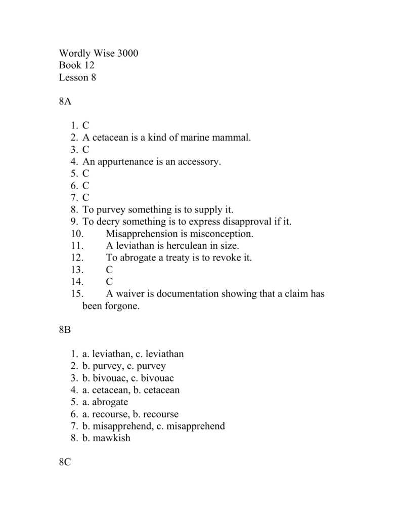wordly wise 3000 book 8 lesson 20 answer key wordly wise 3000 book 8 lesson 20 answer key