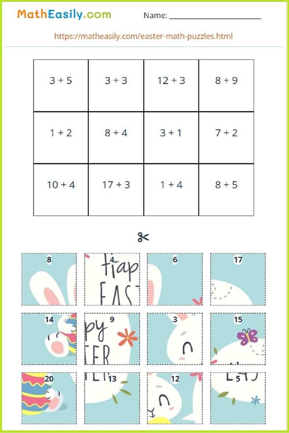 easter math word problems answer key