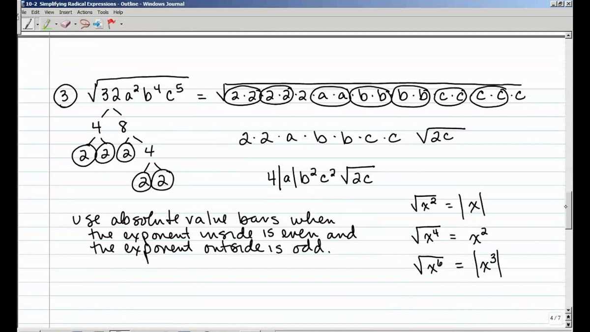 10 2 study guide and intervention simplifying radical expressions answer key