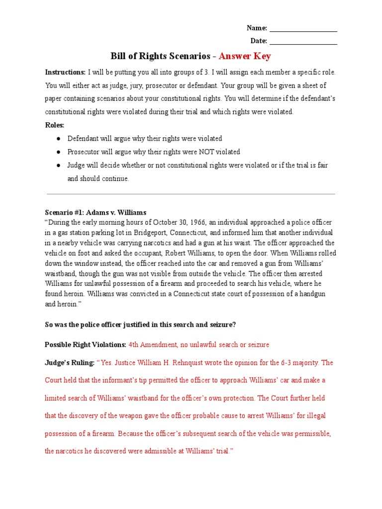 bill of rights review answer key