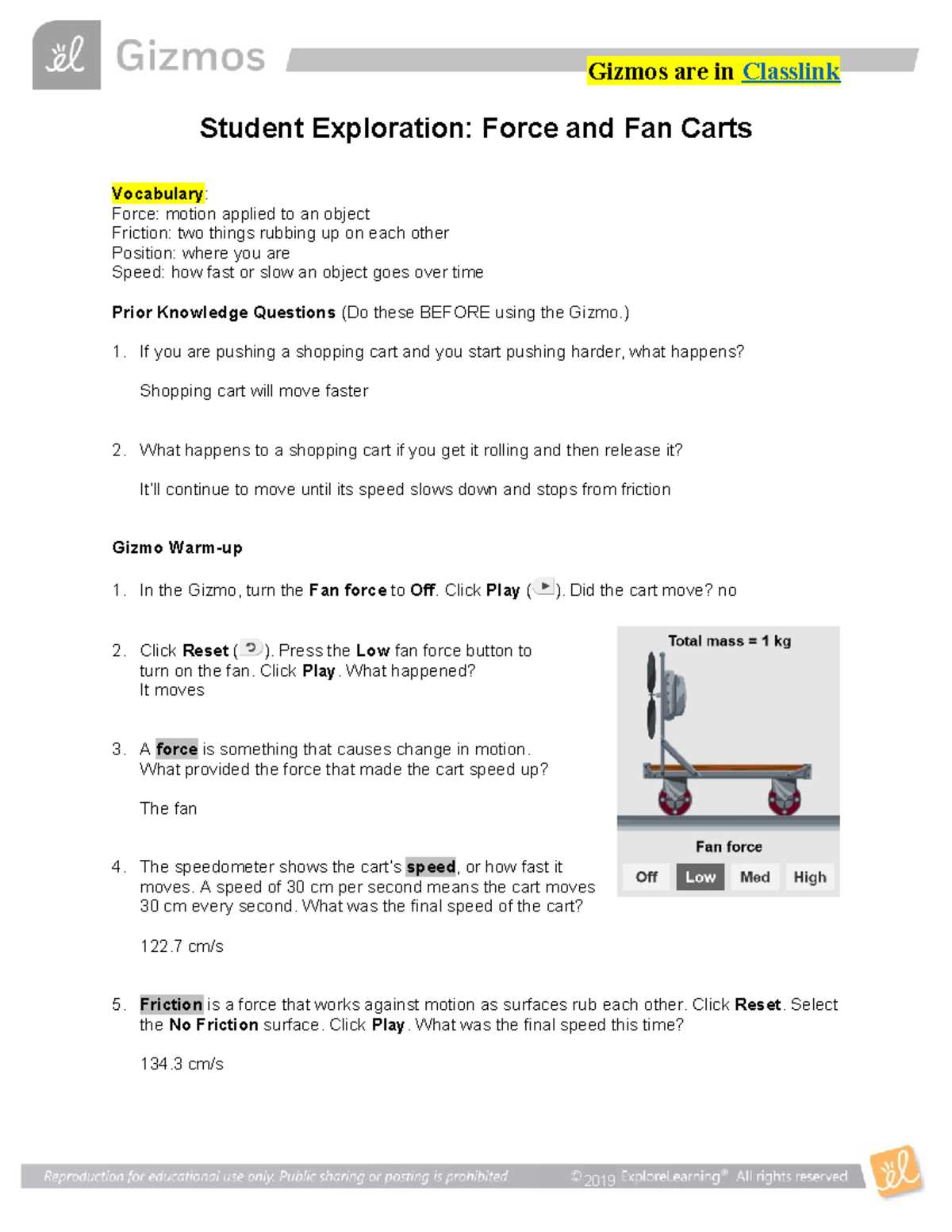 fan cart physics gizmo answer key free