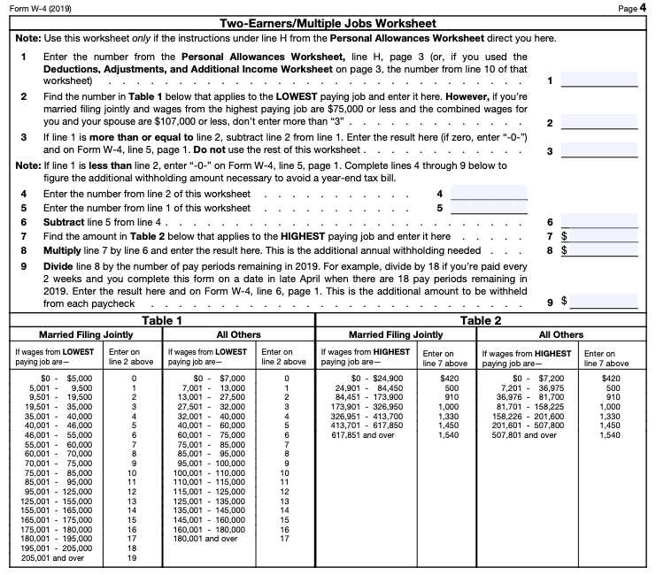 employee withholding sheet answer key