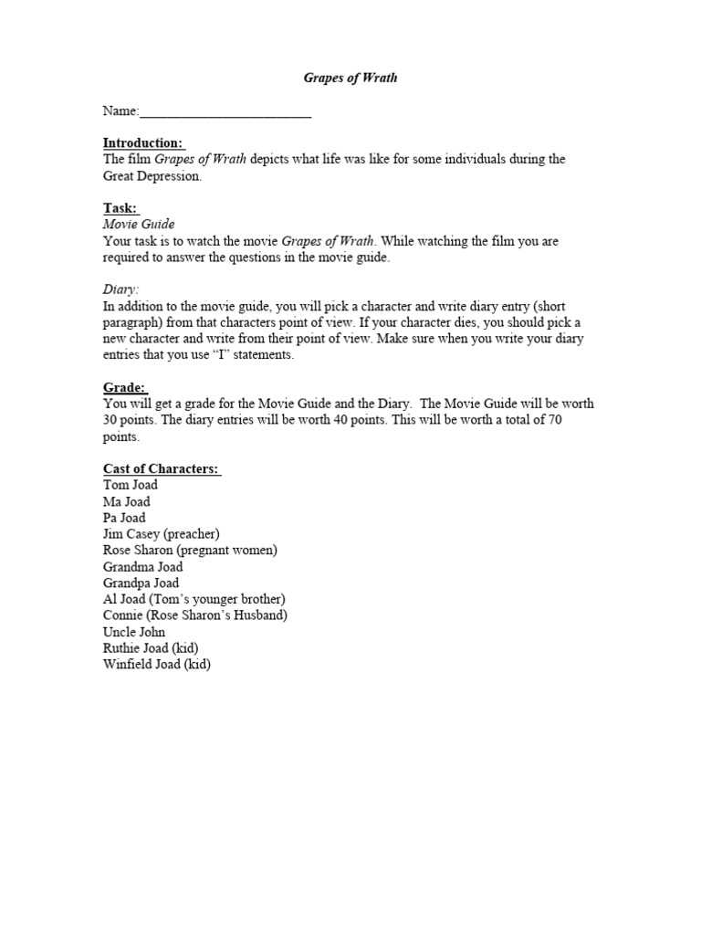 the grapes of wrath video guide answer key
