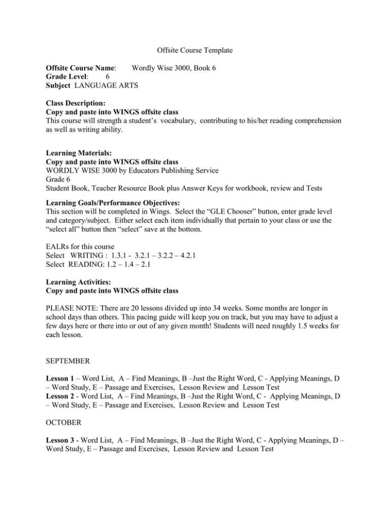 wordly wise 3000 book 7 lesson review exercises answer key