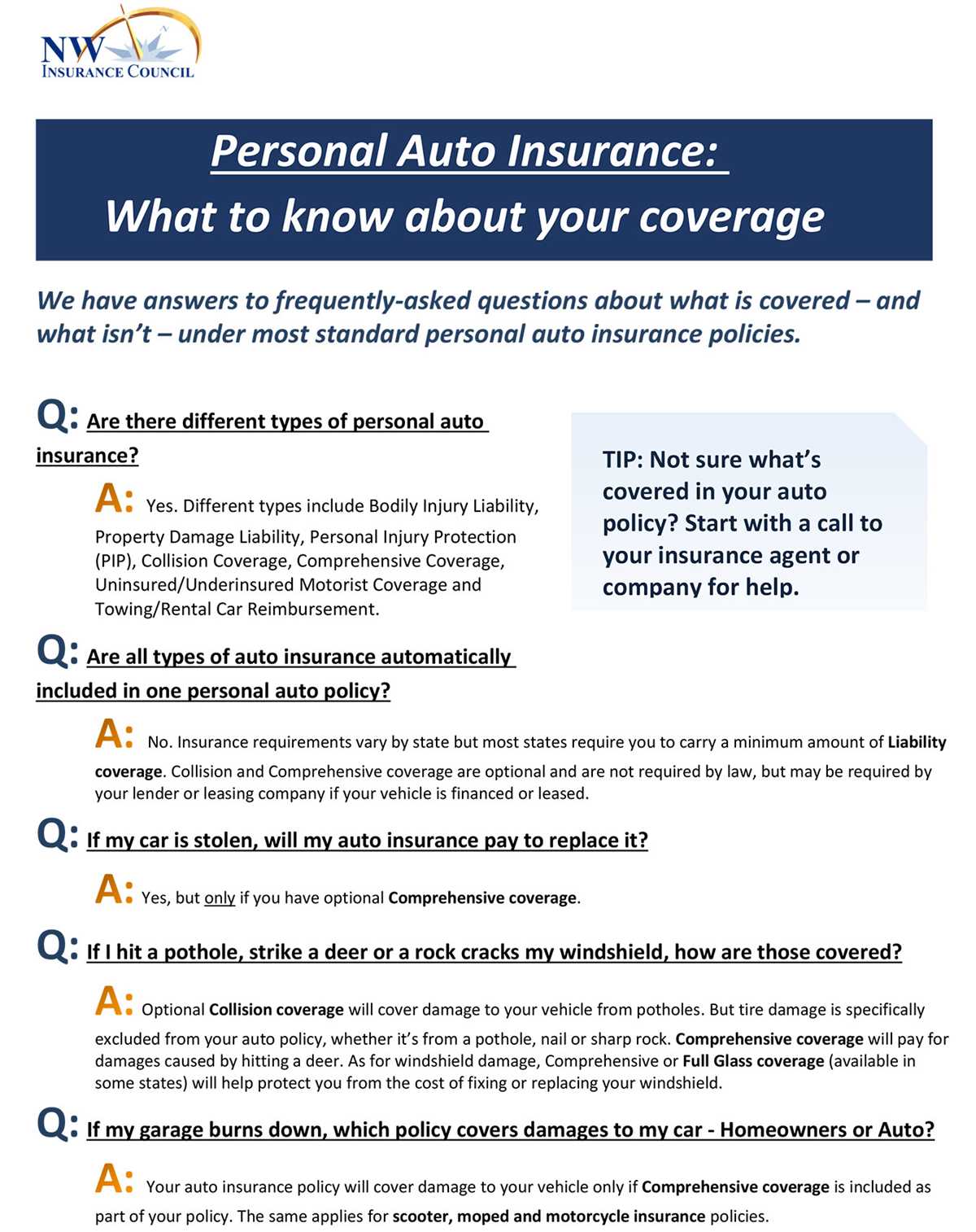 auto liability coverage answer key