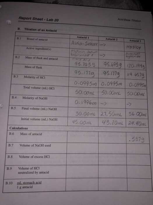 acid base titration chem worksheet 19 5 answer key