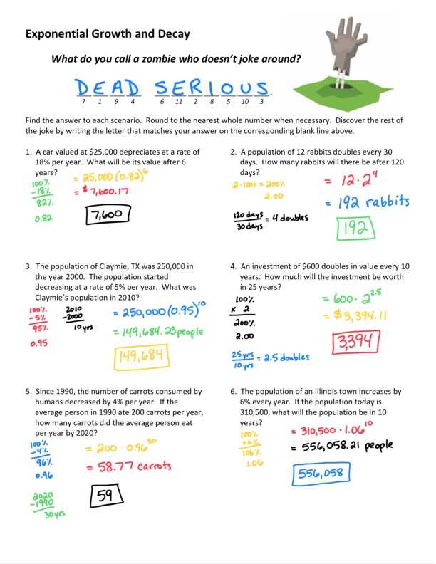 chapter 8b worksheet exponential growth problems answer key