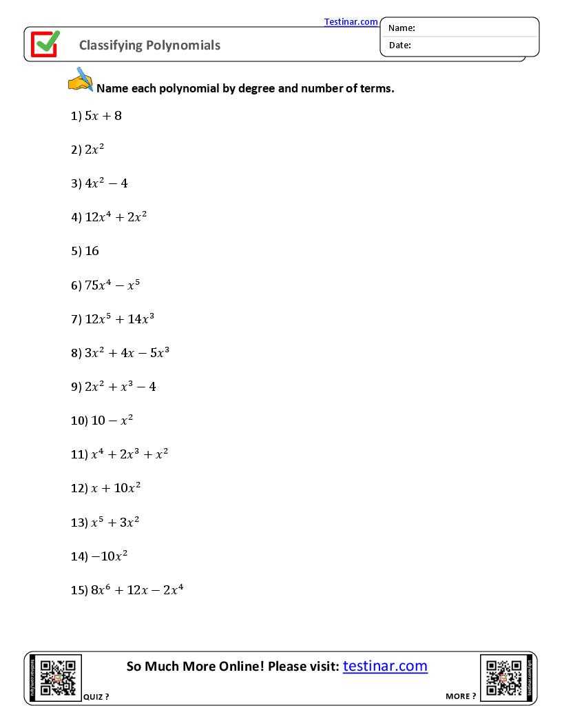 classifying polynomials answer key