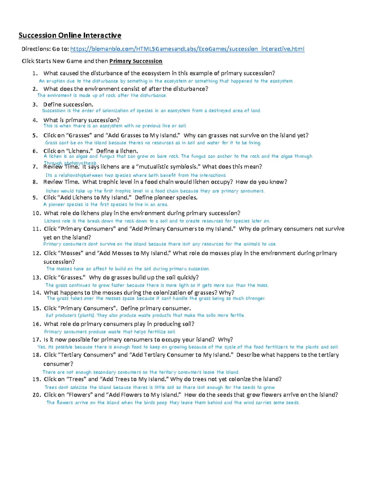model 1 primary succession answer key model 1 primary succession answer key