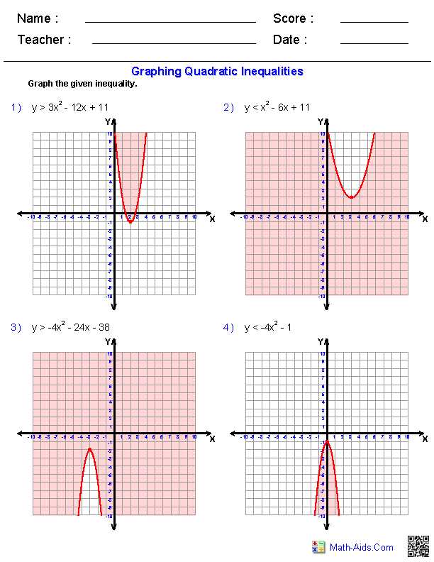 kuta software infinite algebra 2 quadratic inequalities answer key
