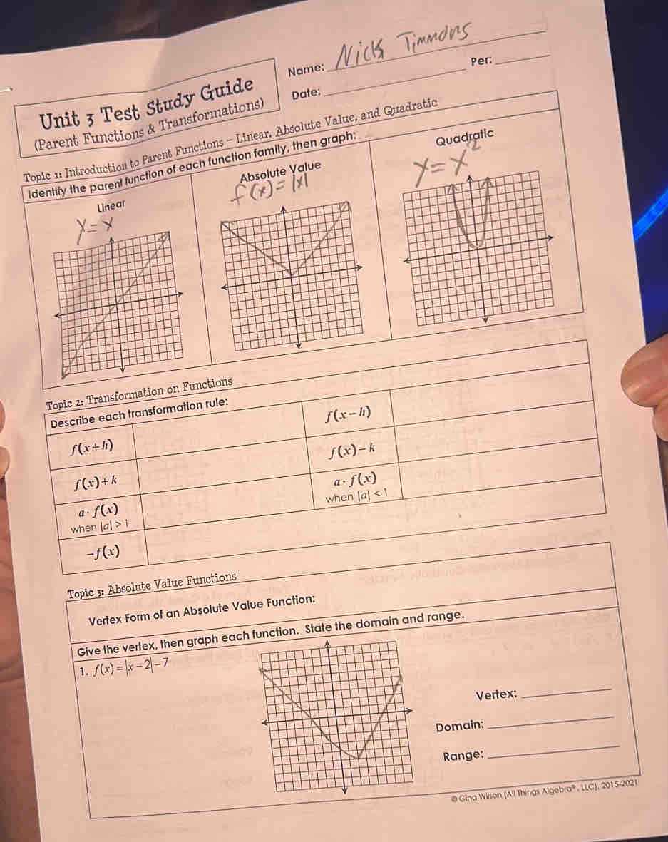 unit 3 test study guide relations and functions answer key