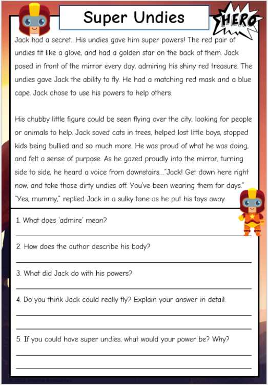 short stories with comprehensio and answers key fifth grade
