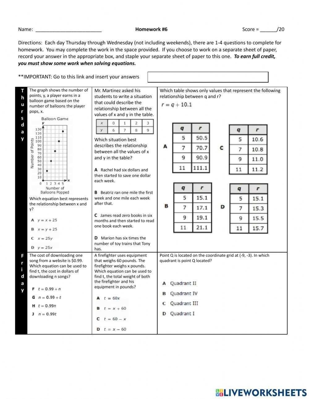 my math homework 6 answer key