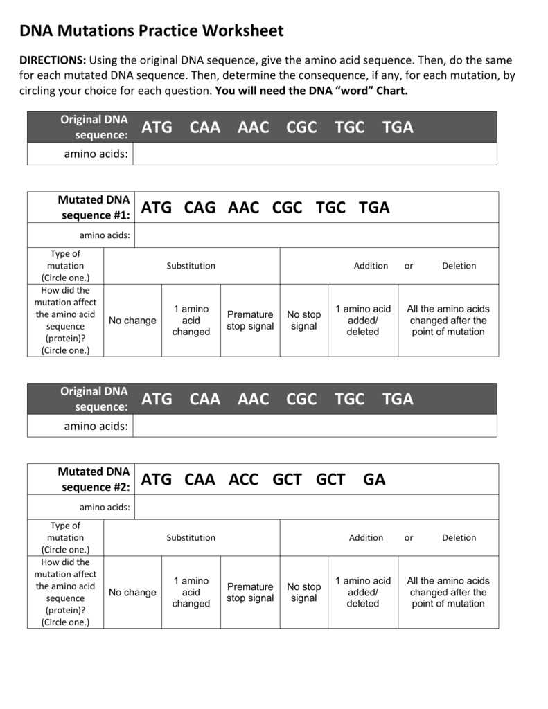 mutation activity answer key