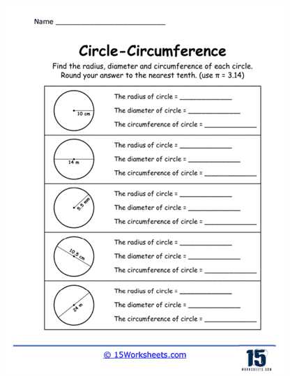finding the circumference of a circle worksheet answer key