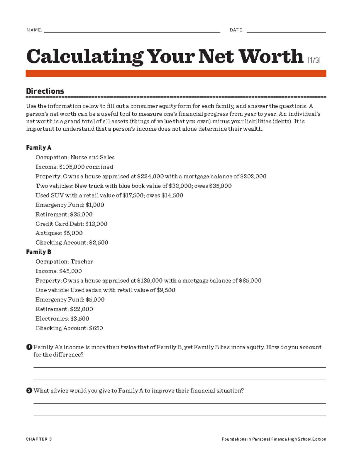 escape from the haunted mansion personal finance answer key