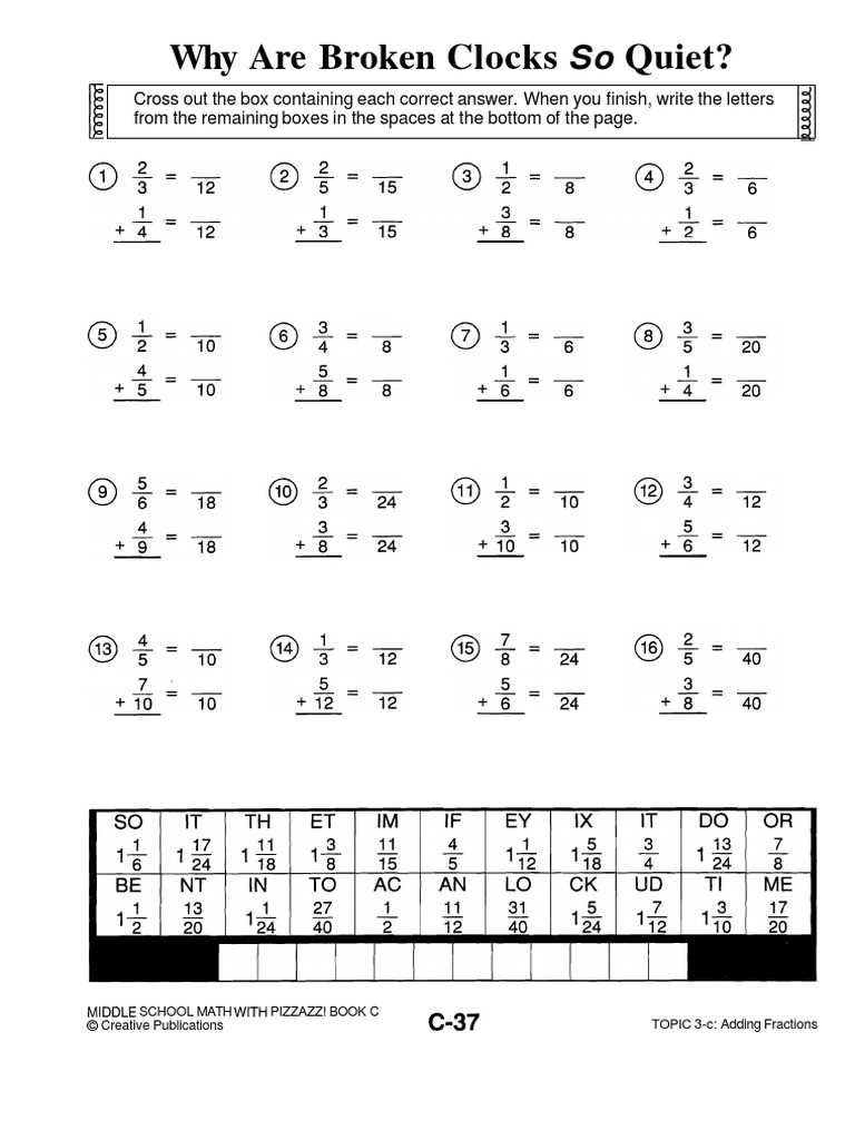 middle school math with pizzazz book c answer key c 30