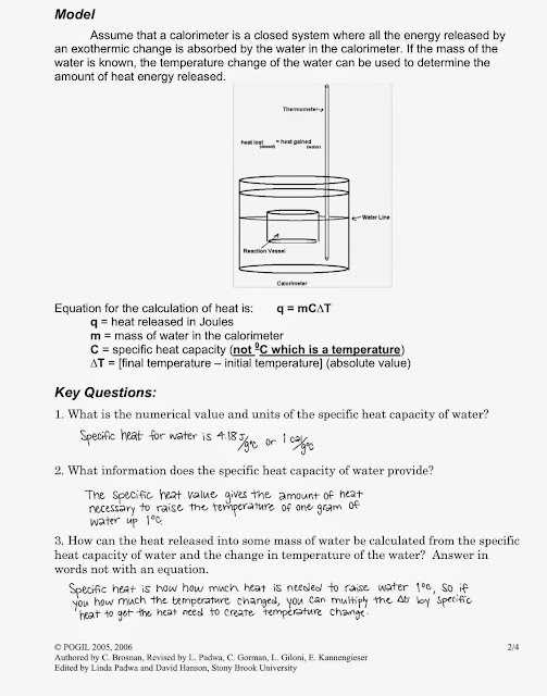 pogil calorimetry answer key
