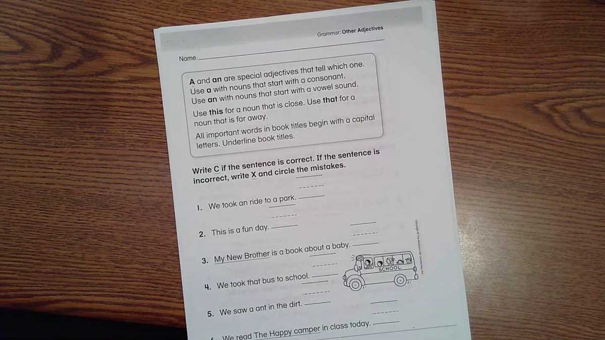 grammar grade 5 unit 1 week 4 answer key