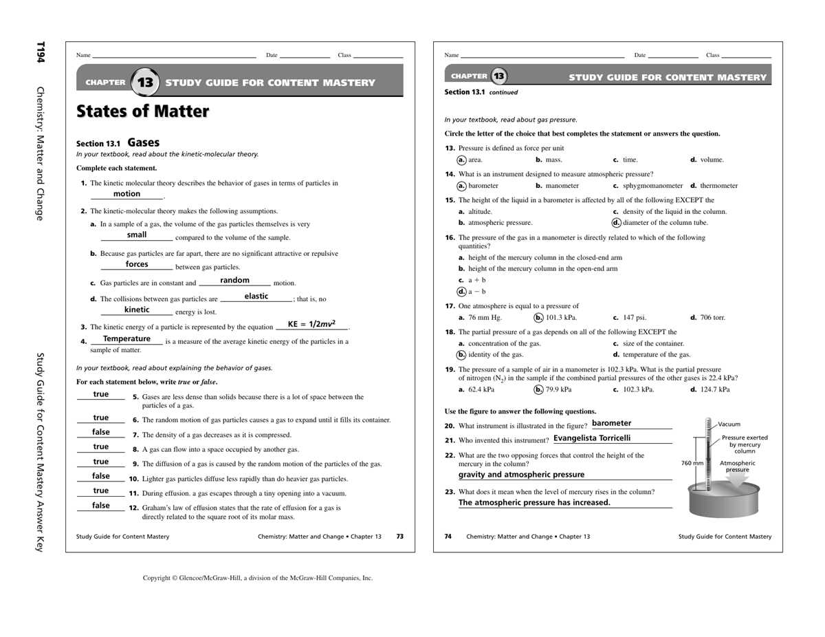 all about matter study guide answer key